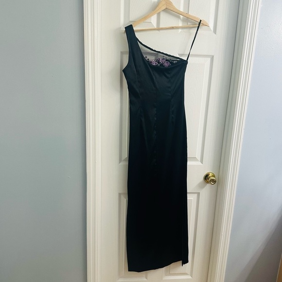 Vintage Y2K Formal Dress Prom Whimsigoth Black Embroidered Size Extra Small - Picture 5 of 8